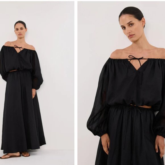 DISSH SELENE BLACK RAMIE LONGSLEEVE TOP US 2  $147 - Picture 1 of 8